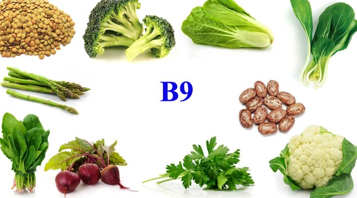 Vitamina B9 në produkte për fuqinë